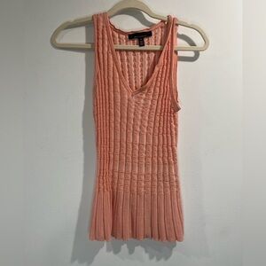 White House Black Market - Smocked Camellia Blush Sleeveless Peplum Top Size Med